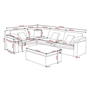 Alva Cloudsofa 4-seters høyrevendt hjørnesofa inkl. puff i høyrevendt - Beige