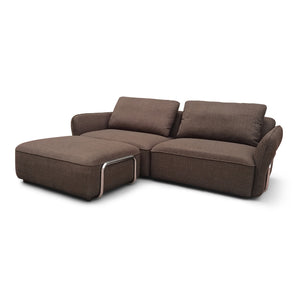 Lino Chrome Sofa inkl. puff - Brun stoff