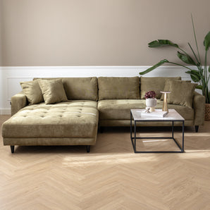 Milo Sofa - Vendbar Sjeselong 285 cm - Oliven grønn