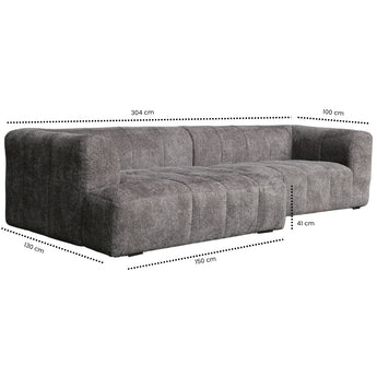 Bora Sofa i Grå Boucle - Venstrevendt - 300 cm - Hofstra & Wagner