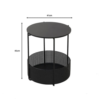 Tula Sidebord - Sort Rattan Ø41 cm - Hofstra & Wagner