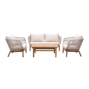 Tokheim 4-pers. loungesett i beige reb