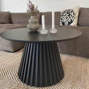 Måne Lamel Sofabord - Sortbeiset Eik Ø78 cm