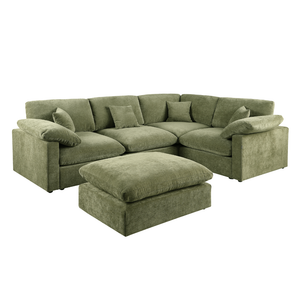 Alva Cloudsofa 4-seters høyrevendt hjørnesofa inkl. puff - Grønn