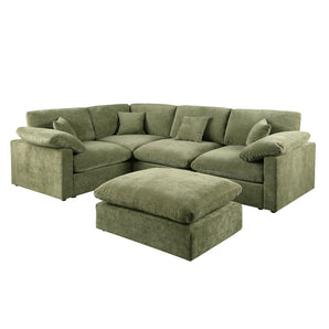 Alva Cloudsofa 4-seters venstrevendt hjørnesofa inkl. puff - Grønn