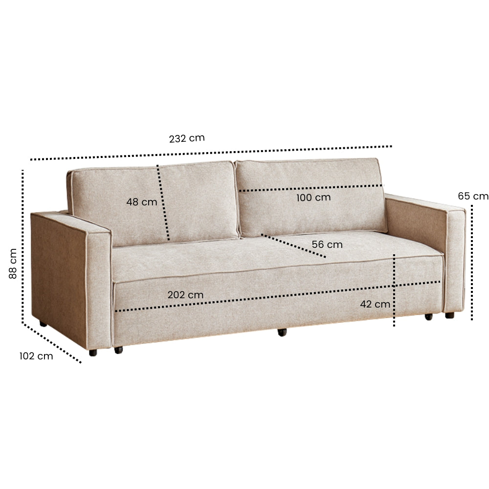 Milano Sovesofa i Beige - 232 cm