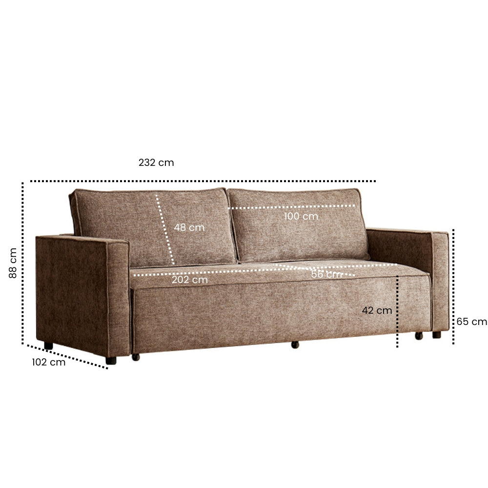 Milano Sovesofa I Brun stoff - 232 cm