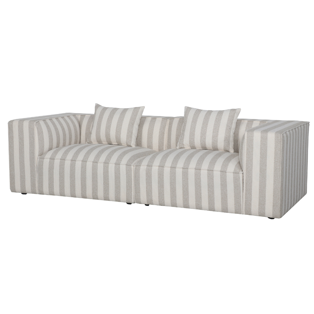 Carlton 2-seters Sofa m. Puff - 240 cm - Sand Striper