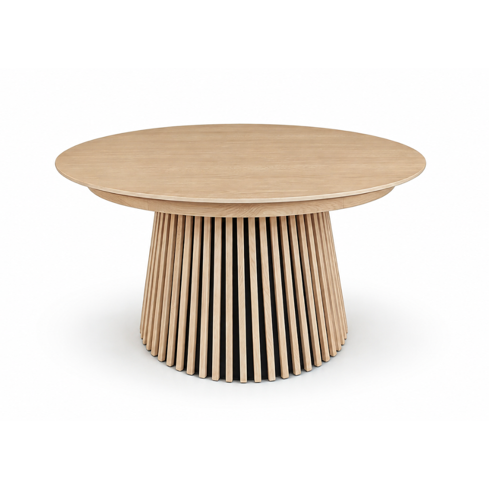Måne Lamel Spisebord m. Tilleggsplater - Ø140-185-230 cm - Lys Natur