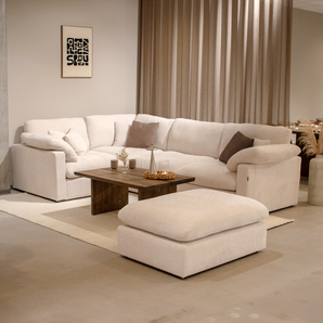 Alva Cloudsofa 4-seters venstrevendt hjørnesofa inkl. puff - Beige