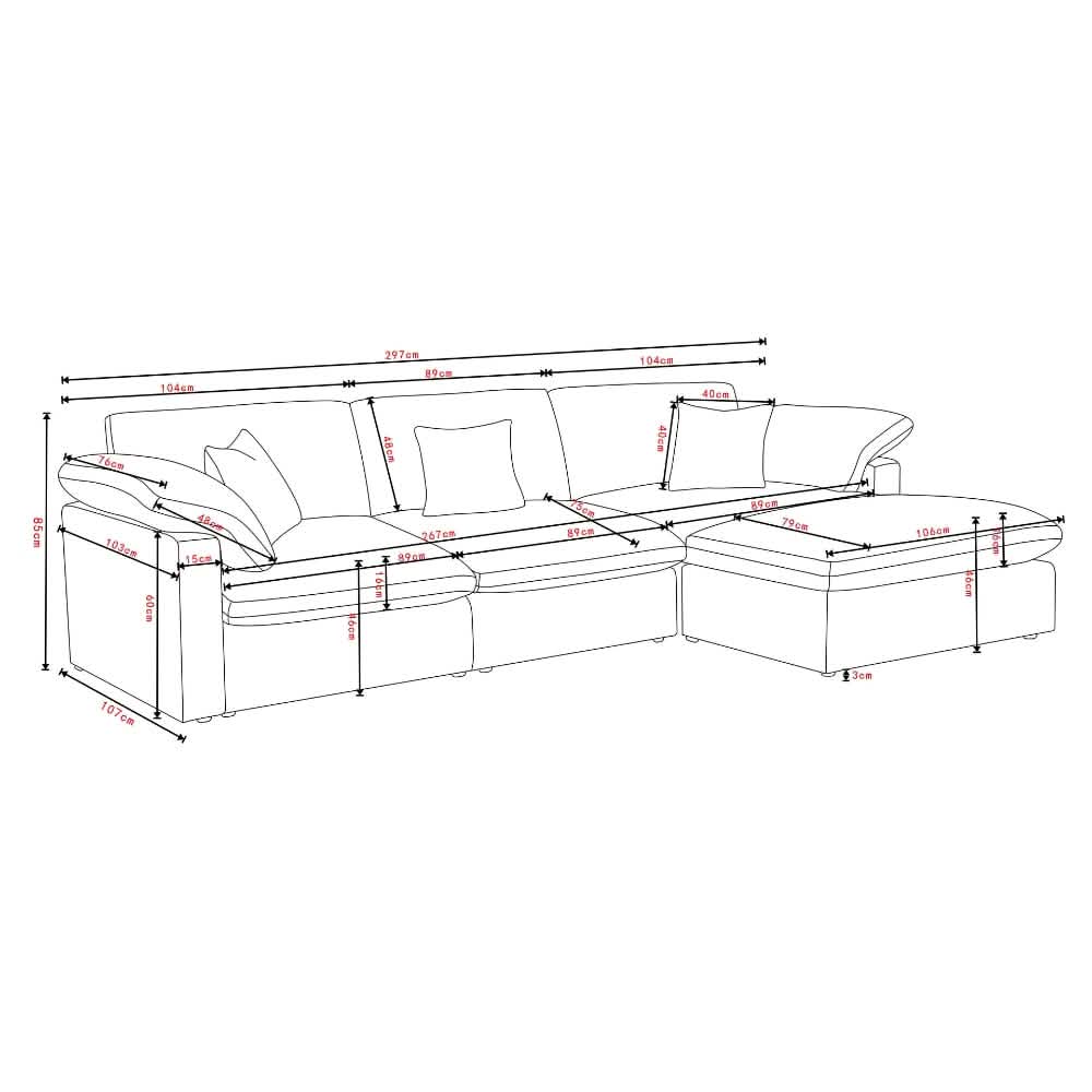 Alva Cloudsofa 3-pers. sofa inkl. puf - Beige