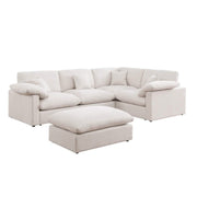 Alva Cloudsofa 4-seters Hjørnesofa m. Puff - Høyrevendt - Beige
