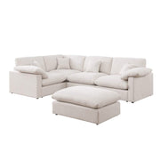 Alva Cloudsofa 4-seters Hjørnesofa m. Puff - Venstrevendt - Beige