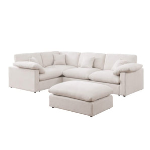Alva Cloudsofa 4-seters venstrevendt hjørnesofa inkl. puff - Beige