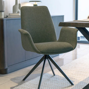 Arvik Spisestol - Grønn Stoff m. 180° svingfunksjon