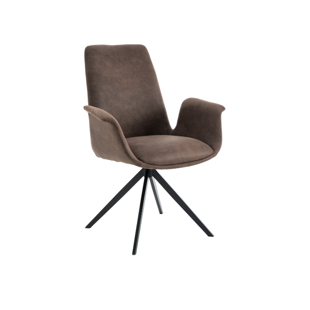 Arvik Spisestol - Brun Microfinber m. 180° svingfunksjon