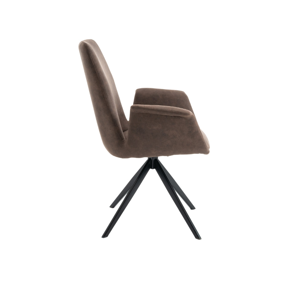 Arvik Spisestol - Brun Microfinber m. 180° Svingfunksjon