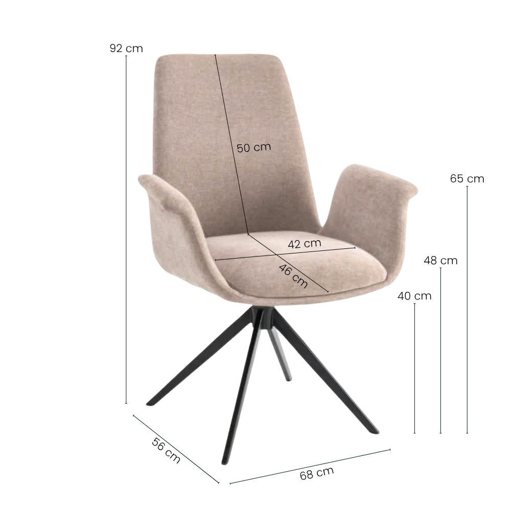 Arvik Spisestol m. 180° Svingfunksjon - Beige Stoff