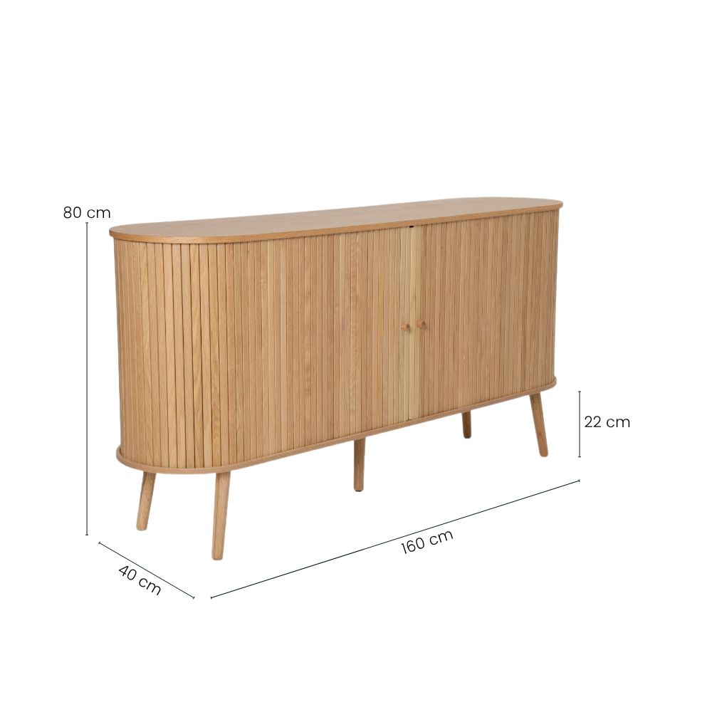 Asta Jalousieskap - Natur Eik - 160 cm