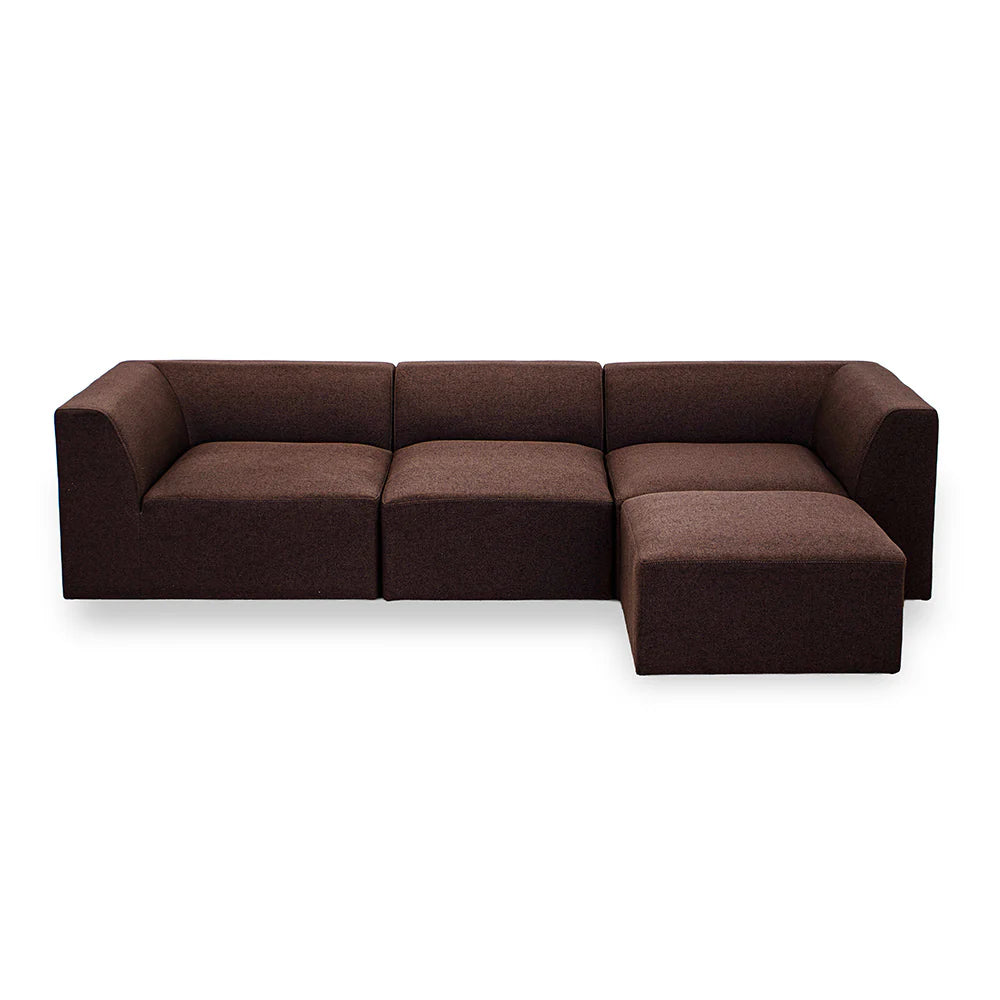 Balder 3-personers Sofa m. puff - Brun Lumos