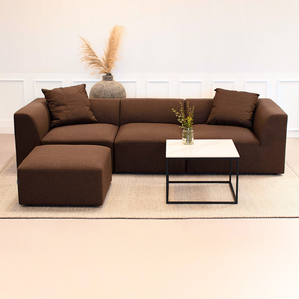 Balder 3-personers Sofa m. puff - Brun Lumos
