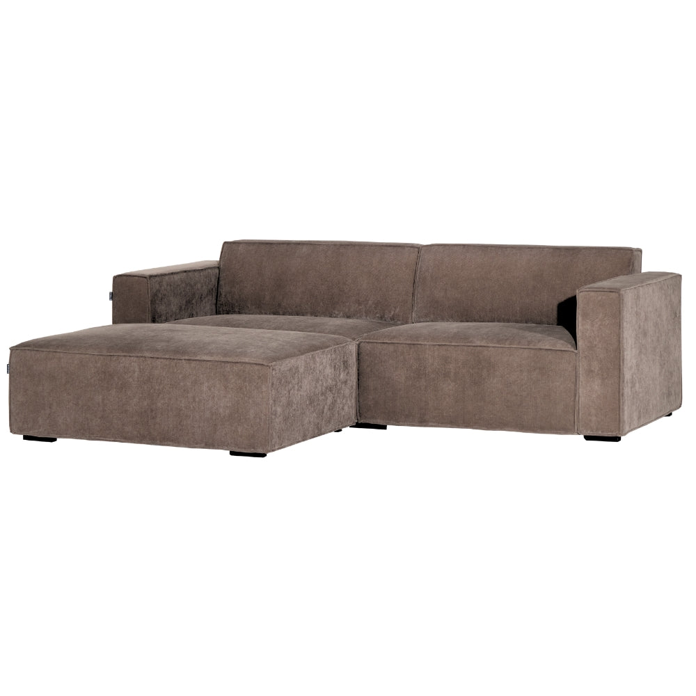 Balu Sofa - Grå/Brun Fløyel inkl. puff - 240 cm