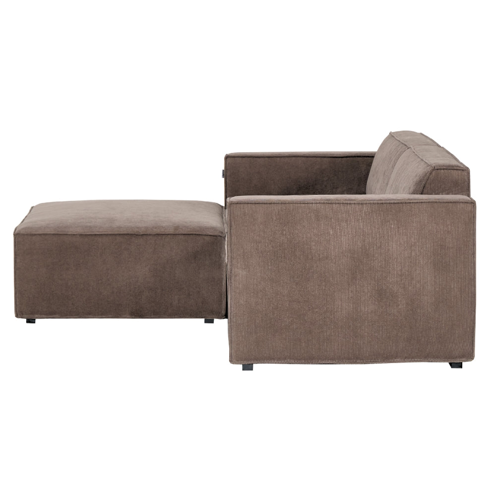 Balu Sofa - Grå/Brun Fløyel inkl. puff - 240 cm