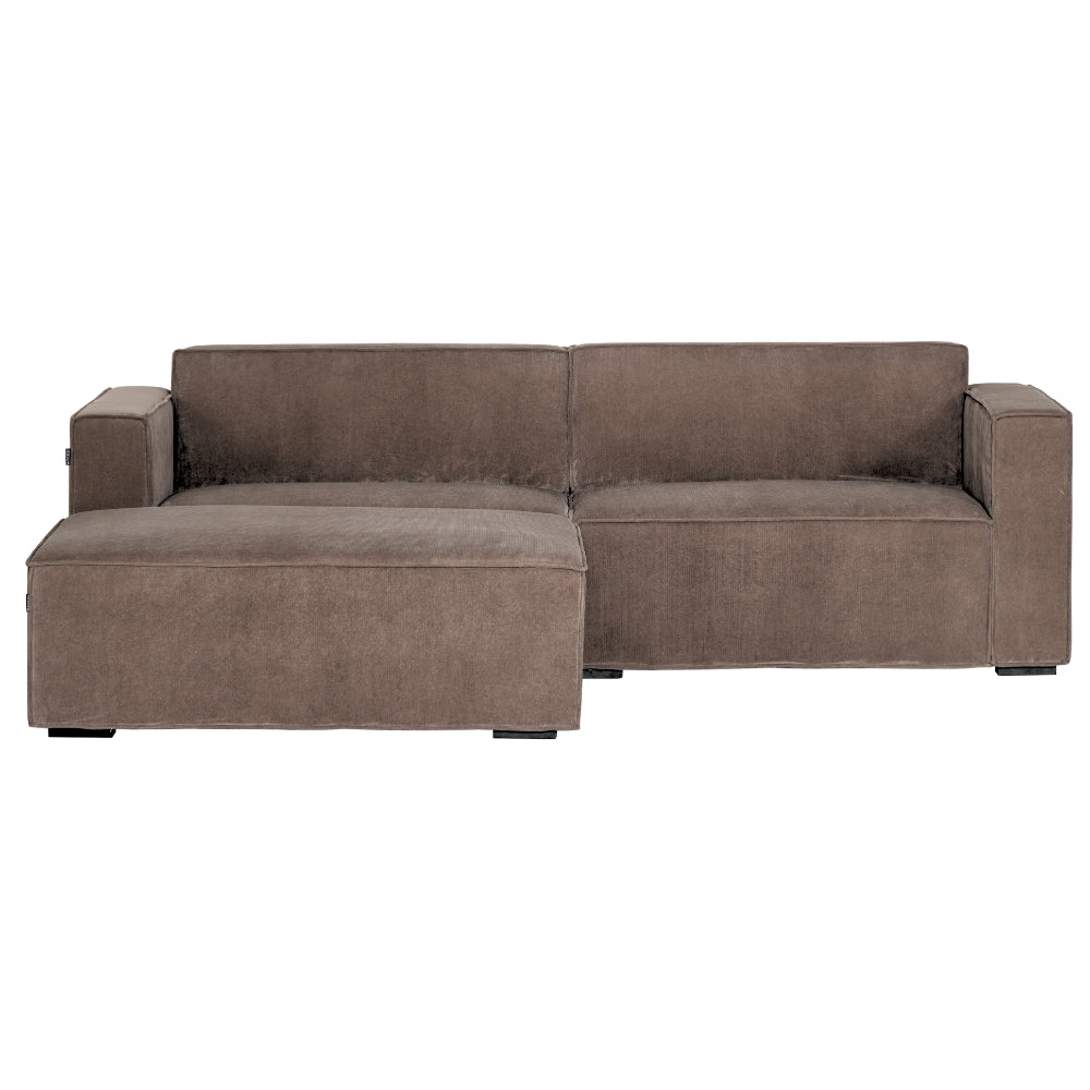 Balu Sofa - Grå/Brun Fløyel inkl. puff - 240 cm
