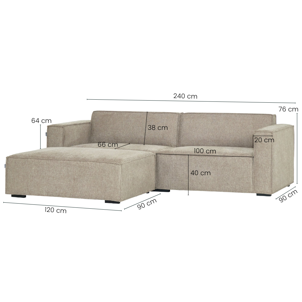 Balu Sofa m. Puff - 240 cm - Sand