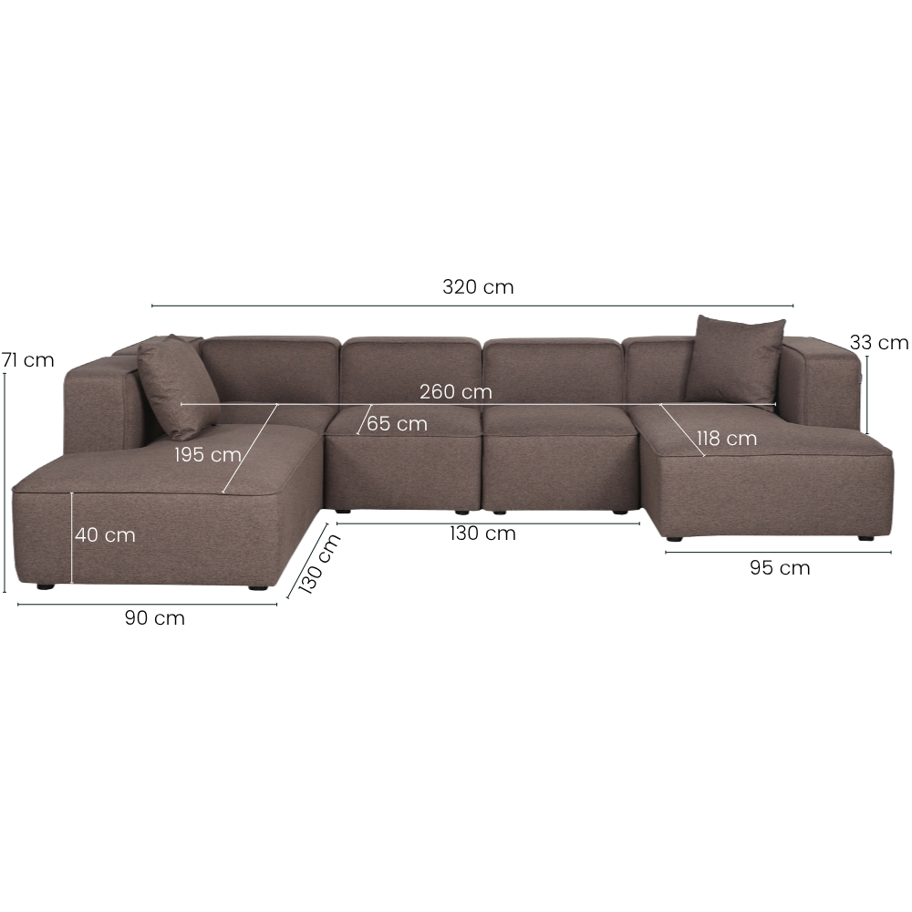 Benne U-modulsofa - Høyrevendt - Mokka