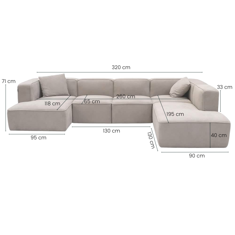 Benne U-modulsofa - Venstrevendt - Beige