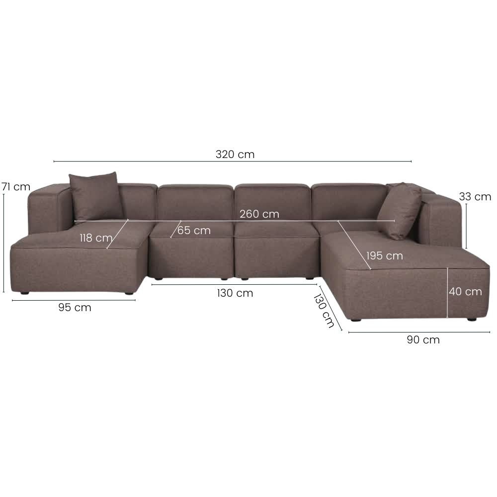 Benne U-modulsofa - Venstrevendt - Mokka
