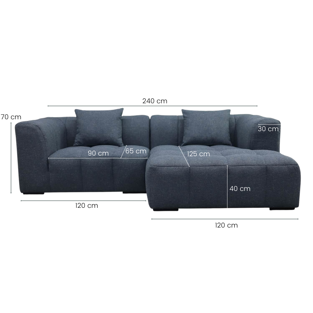Bora Sofa - Høyrevendt - 240 cm - Blå