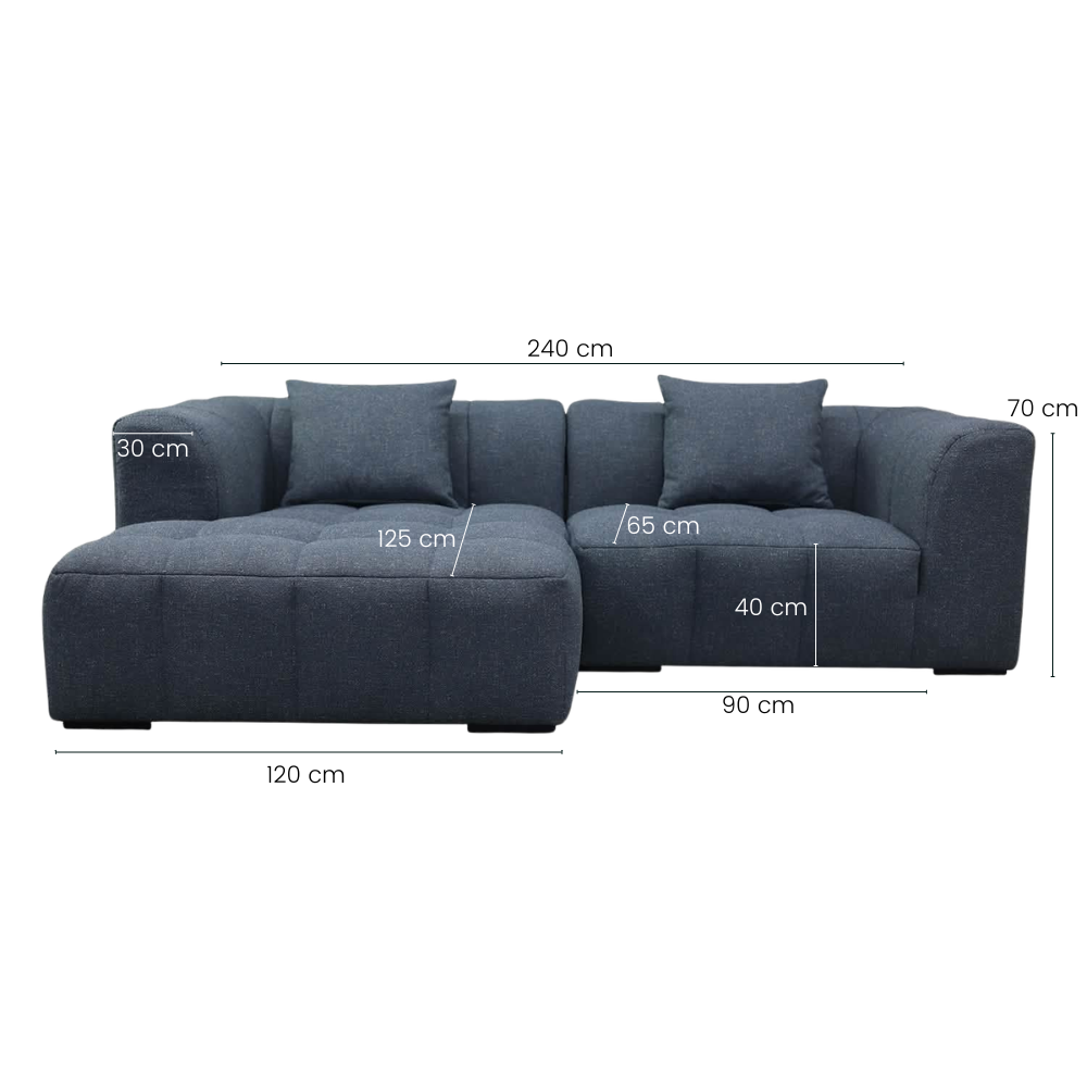Bora Sofa - Venstrevendt - 240 cm - Blå