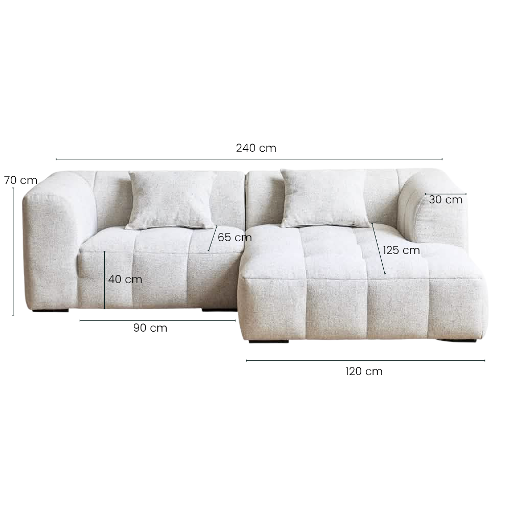 Bora Sofa - Høyrevendt - 240 cm - Hvid