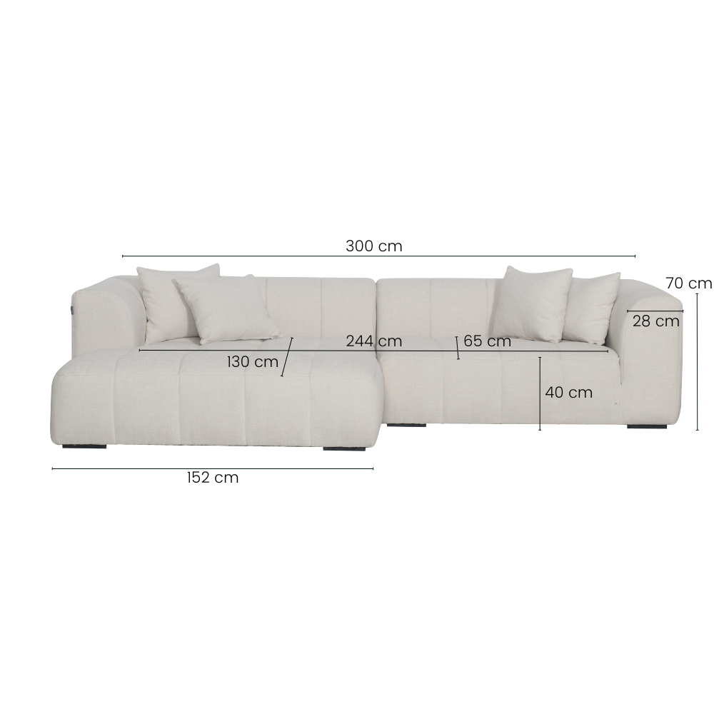 Bora Sofa - Venstrevendt - 300 cm XL - Beige Boucle