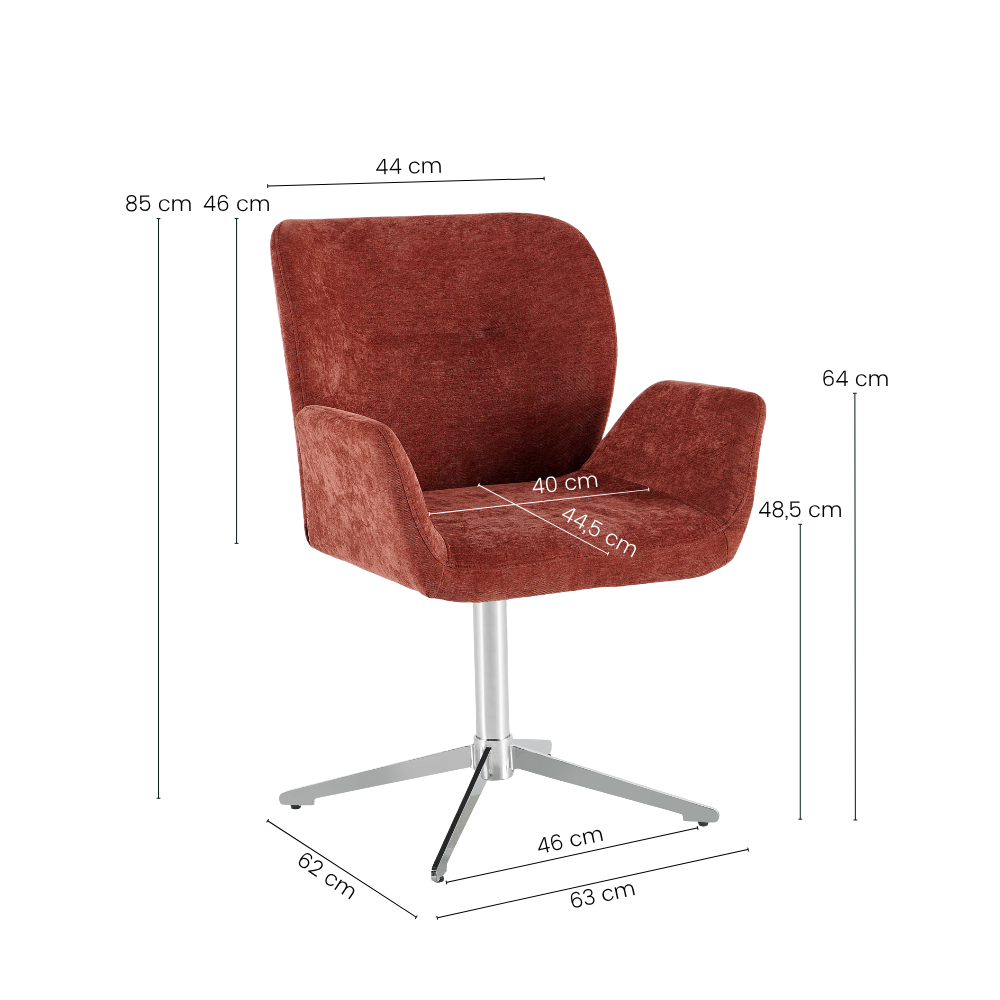Harvie Spisestol - Bordeaux Stoff m. Chrome Ben
