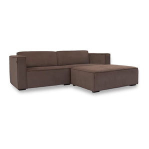 Balu Sofa - Brun kordfløyel inkl. puff - 230 cm