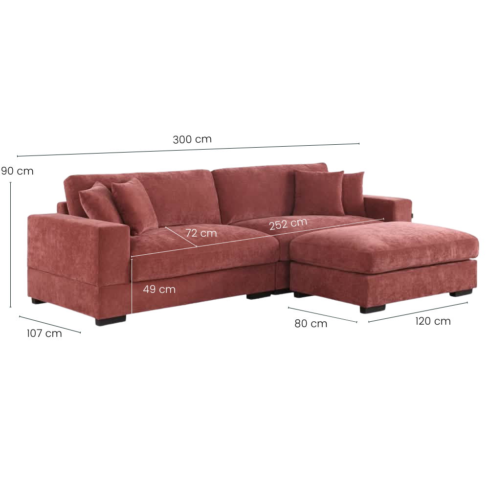 Callie 3-pers sofa - 300 cm - Bordeaux