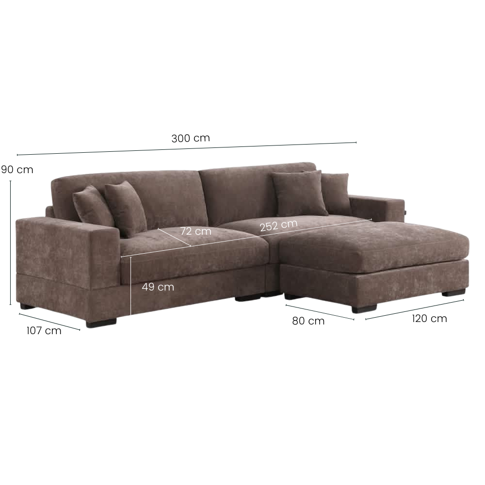 Callie 3-pers sofa - 300 cm - Brun