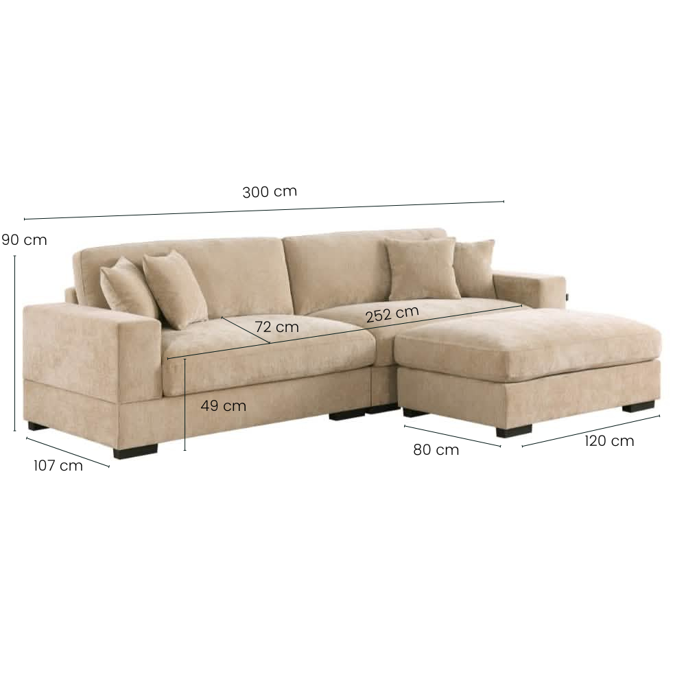 Callie 3-pers sofa - 300 cm - Karamell