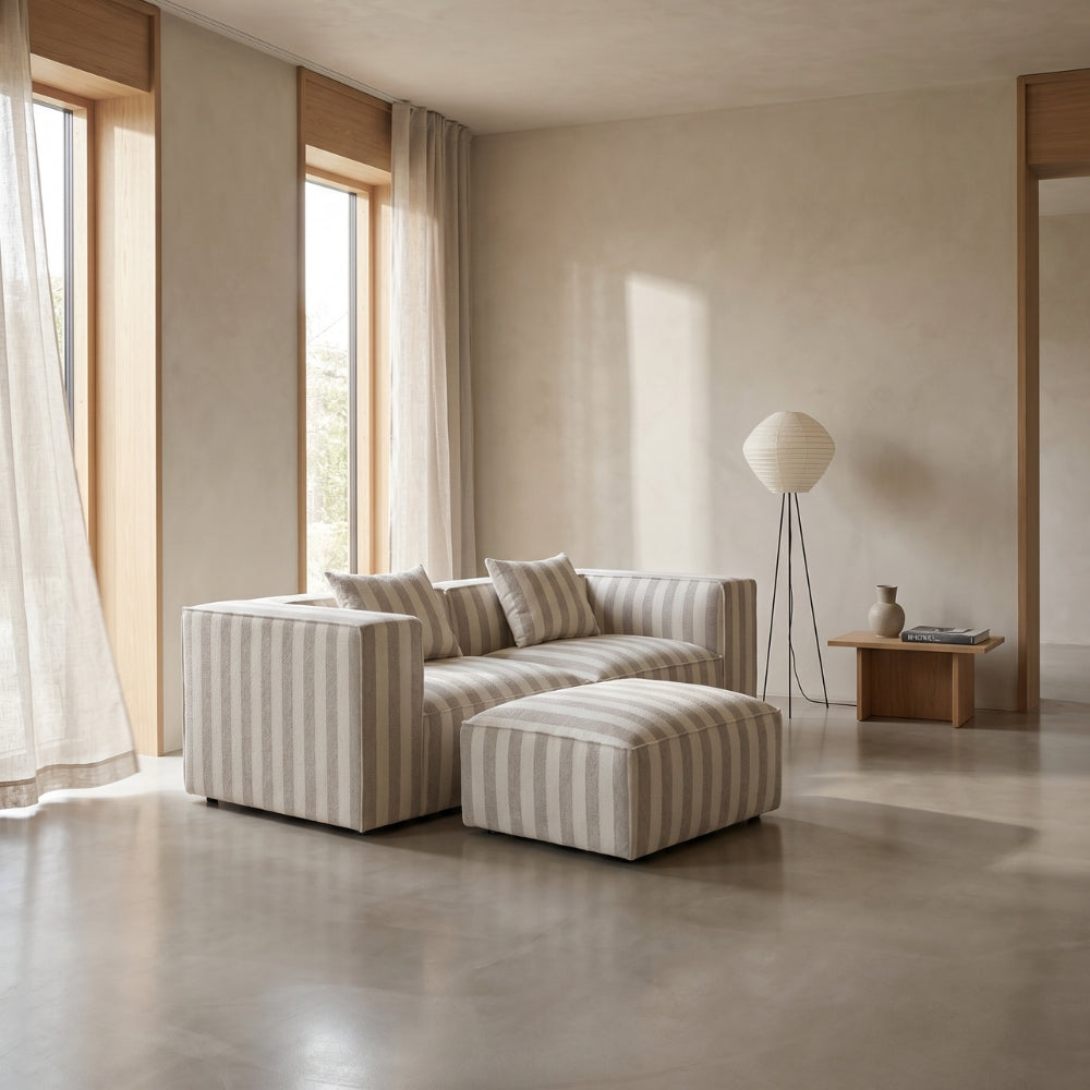 Carlton 2-seters sofa 240 cm m. Puff - Sand Striper