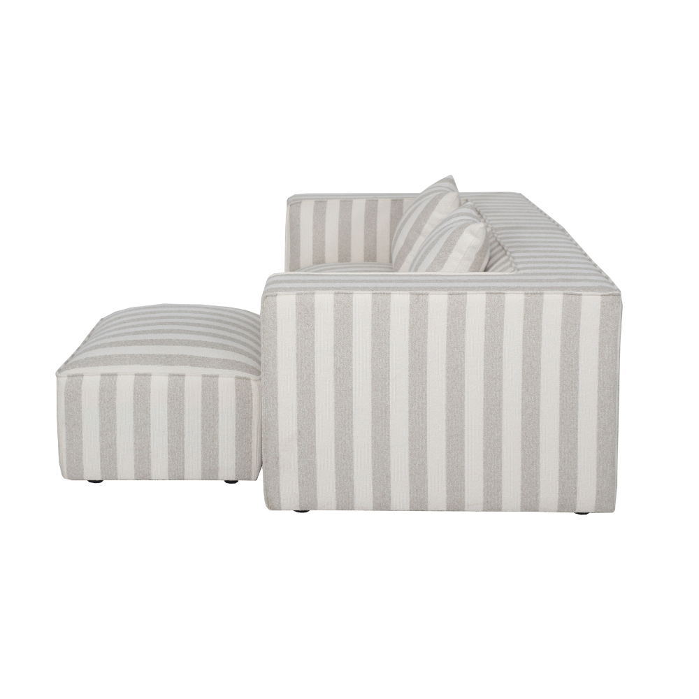 Carlton 2-seters Sofa m. Puff - 240 cm - Sand Striper