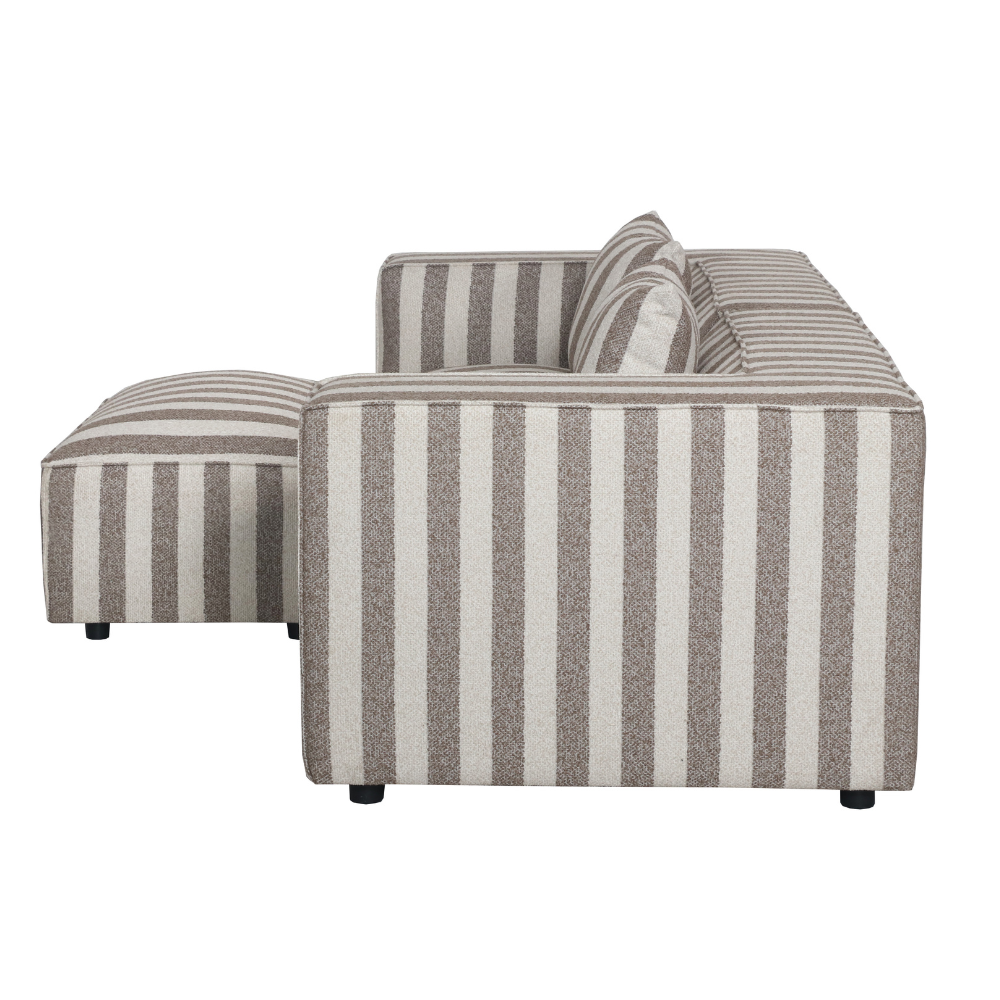 Carlton 2-seters sofa 240 cm m. Puff - Brune Striper