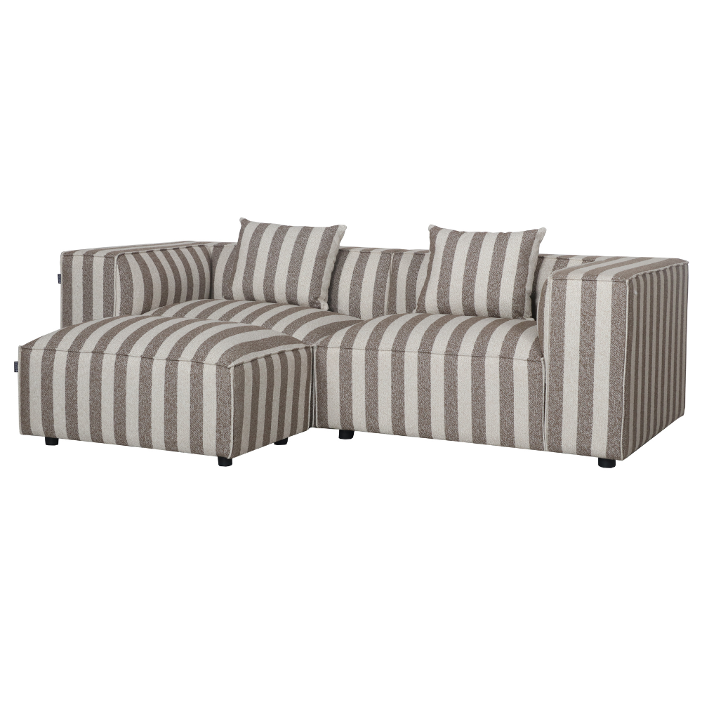 Carlton 2-seters sofa 240 cm m. Puff - Brune Striper