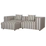 Carlton 2-seters Sofa m. Puff - 240 cm - Brune Striper
