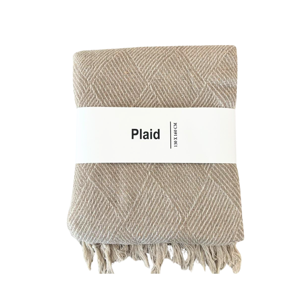 Cort Plaid - Råhvit / Beige Bomull
