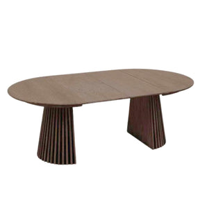 Måne Lamel Spisebord m. tilleggsplater - Røkt Oljert Eik Ø140-185-230 cm