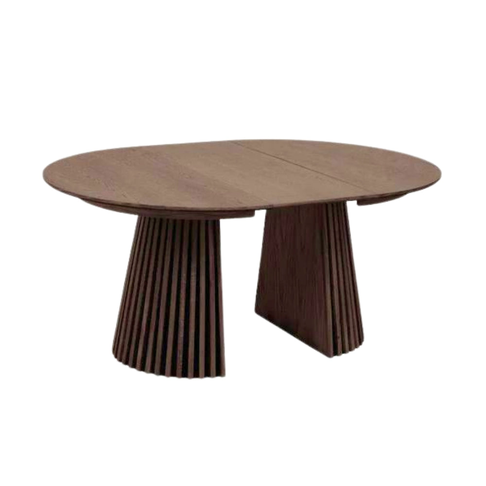 Måne Lamel Spisebord m. Tilleggsplater - Ø140-185-230 cm - Smoked Eik