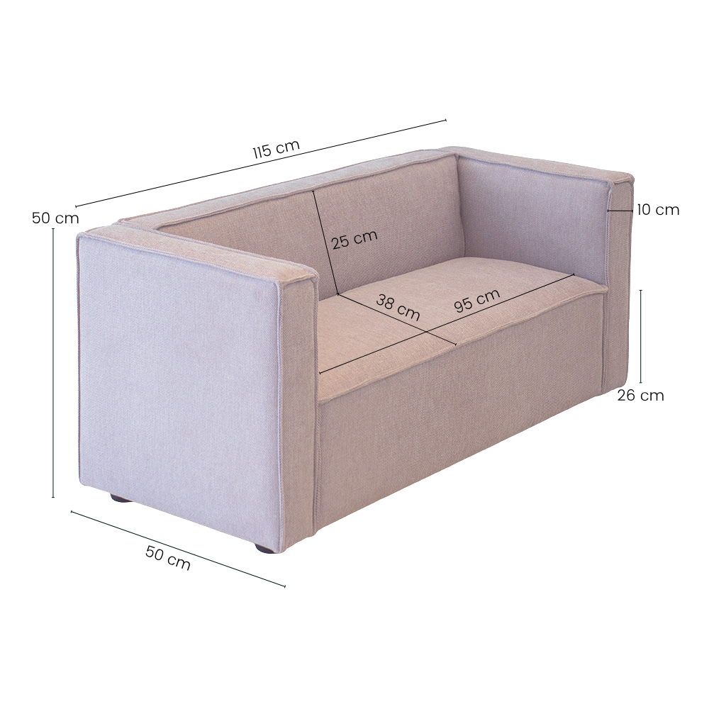 Elias Barnesofa - 115 cm - Rosa